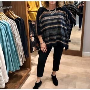 J. Jill Two-Way Fair Isle Poncho Sweater Shawl // One Size